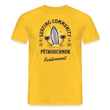 Surfing Pétaouchnok obviously - Men's T-Shirt - yellow - Front - AI Model Male 178 dark (178cm)