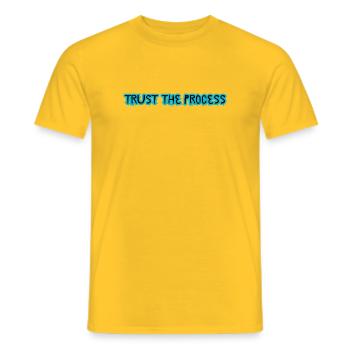 TRUST THE PROCESS design - Men's T-Shirt - yellow - Front - AI Model Male 178 dark (178cm)