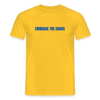 Embrace the Chaos Bold Typography - Men's T-Shirt - yellow - Front - AI Model Male 178 dark (178cm)
