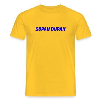 Supah Dupah Bold Design typographique - T-shirt homme - jaune - Devant - AI Model Male 178 dark (178cm)