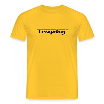 Trophy Schriftzug - Männer T-Shirt - Gelb - Vorne - AI Model Male 178 dark (178cm)