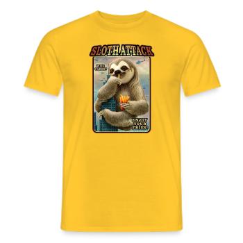 SLOTH ATTACK CHAPTER 1 - Men's T-Shirt - yellow - Front - AI Model Male 178 dark (178cm)