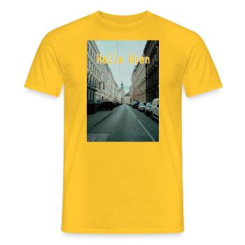 HalloWien - Männer T-Shirt - Gelb - Vorne - AI Model Male 178 dark (178cm)