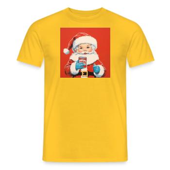 Père Noël Bébé - Weihnachtsmann Baby - T-shirt homme - jaune - Devant - AI Model Male 178 dark (178cm)