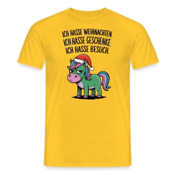 Weihnachtsmuffel Ich hasse Weihnachten Einhorn - Männer T-Shirt - Gelb - Vorne - AI Model Male 178 dark (178cm)