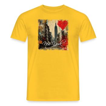 New York, retro, vintage - Valentine's Day - Men's T-Shirt - yellow - Front - AI Model Male 178 dark (178cm)