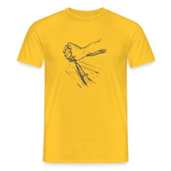 Sculpture sur bois dessin cadeau sculpteur sur bois - T-shirt homme - jaune - Devant - AI Model Male 178 dark (178cm)