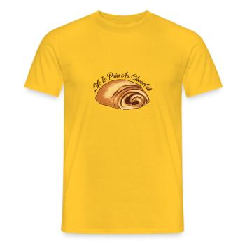 Das Leben ist Schmerz Au Chocolat Schokolade - Männer T-Shirt - Gelb - Vorne - AI Model Male 178 dark (178cm)
