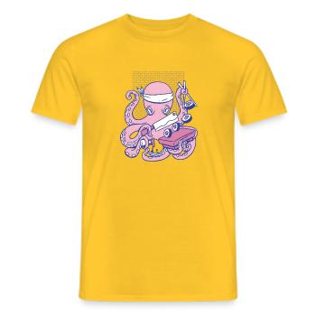 Octopus Sushi Chef Cartoon Japanische Sushi - Männer T-Shirt - Gelb - Vorne - AI Model Male 178 dark (178cm)