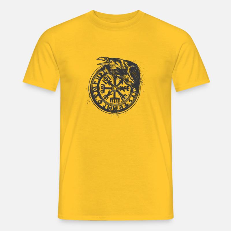 Wikinger Vegvisir Rune mit Krähe - Männer T-Shirt - Gelb