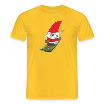 Weihnachtsmännchen Snowboard - Männer T-Shirt - Gelb - Vorne - AI Model Male 178 dark (178cm)