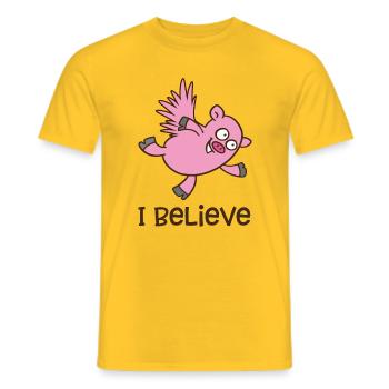 fliegendes Schwein - Männer T-Shirt - Gelb - Vorne - AI Model Male 178 dark (178cm)