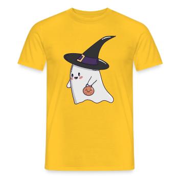 Sweet Ghost – Halloween Kawaii 🎃👻 - Men's T-Shirt - yellow - Front - AI Model Male 178 dark (178cm)