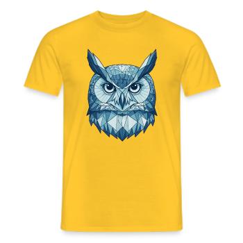 Polygon Style Geometric Owls Blue - Men's T-Shirt - yellow - Front - AI Model Male 178 dark (178cm)