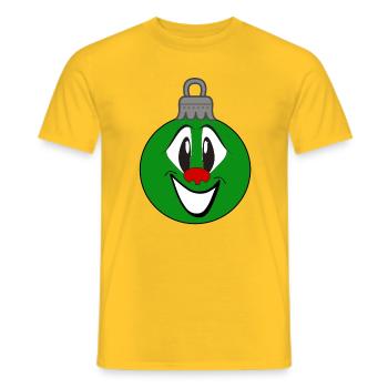 Ornement de Noël vert avec sourire - T-shirt homme - jaune - Devant - AI Model Male 178 dark (178cm)