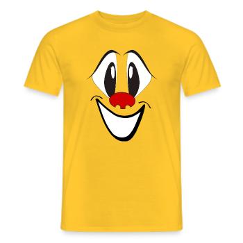 Lachendes Cartoon Gesicht mit roter Nase - Männer T-Shirt - Gelb - Vorne - AI Model Male 178 dark (178cm)