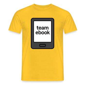 Which team do you belong to? - Team eBook-Reader - Men's T-Shirt - yellow - Front - AI Model Male 178 dark (178cm)