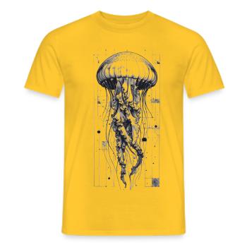 Schwarz-Weiß Technok Qualle - Männer T-Shirt - Gelb - Vorne - AI Model Male 178 dark (178cm)