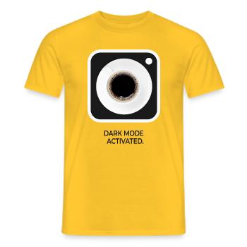 Dark Mode Activated Coffee Nerd Saying - Men's T-Shirt - yellow - Front - AI Model Male 178 dark (178cm)