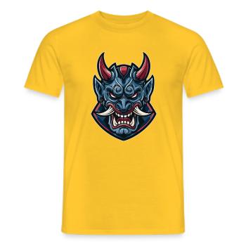 Masque de guerre du Masque Démoniaque Bleu - T-shirt homme - jaune - Devant - AI Model Male 178 dark (178cm)