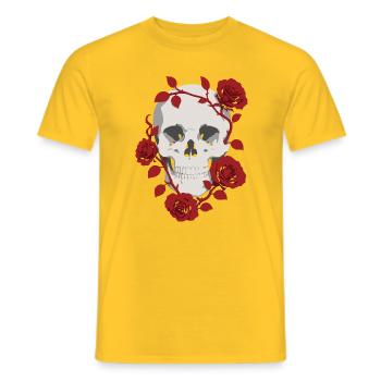 Crâne de Rose Cramoisie - T-shirt homme - jaune - Devant - AI Model Male 178 dark (178cm)