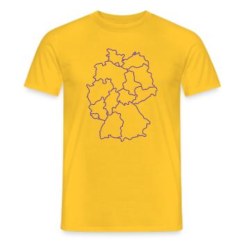 Karte Deutschlands mit Regionen - Männer T-Shirt - Gelb - Vorne - AI Model Male 178 dark (178cm)