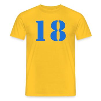 18. 18 JAHRE ALT. 18-JÄHRIGES JUBILÄUM. 18. GEBURTSTAG. - Männer T-Shirt - Gelb - Vorne - AI Model Male 178 dark (178cm)