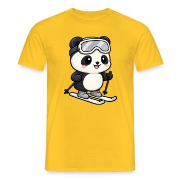 Süßer Panda Kawaii Skifahrer Cartoon - Männer T-Shirt - Gelb - Vorne - AI Model Male 178 dark (178cm)