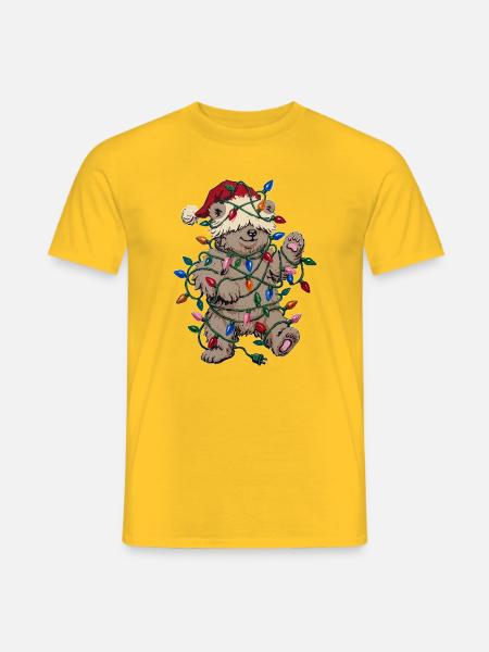 Weihnachtshunde mit Lichterkette - Männer T-Shirt - Gelb