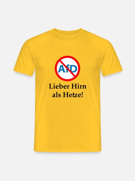 Gegen AfD! Hirn statt Hetze - Männer T-Shirt - Gelb