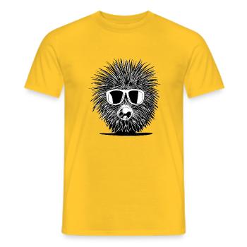 Porcupine Lunettes de soleil Mignons animaux Nature 11 - T-shirt homme - jaune - Devant - AI Model Male 178 dark (178cm)