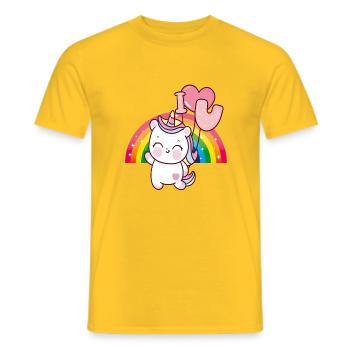 Baby Einhorn Ich liebe Dich Regenbogen süß - Männer T-Shirt - Gelb - Vorne - AI Model Male 178 dark (178cm)