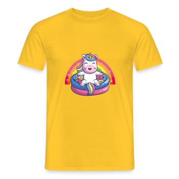 Bébé licorne mignon arc-en-ciel mignon - T-shirt homme - jaune - Devant - AI Model Male 178 dark (178cm)
