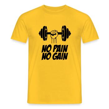 Gain de douleur d’haltère à la main - T-shirt homme - jaune - Devant - AI Model Male 178 dark (178cm)