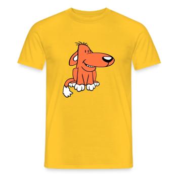 Chien Assis Mignon Drôle Heureux Comique Animal de compagnie - T-shirt homme - jaune - Devant - AI Model Male 178 dark (178cm)