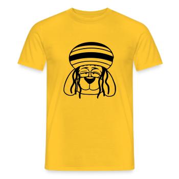 Dog Reggae Dreadlocks Hat Chill Relaxed Cool - Men's T-Shirt - yellow - Front - AI Model Male 178 dark (178cm)
