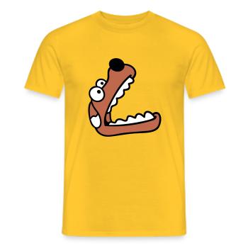 Hund Großes Maul Schnauze Hunger Guckt Nach Oben - Männer T-Shirt - Gelb - Vorne - AI Model Male 178 dark (178cm)