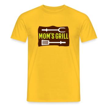 Mom's grill (wooden board, grill fork, grill turner) - Men's T-Shirt - yellow - Front - AI Model Male 178 dark (178cm)