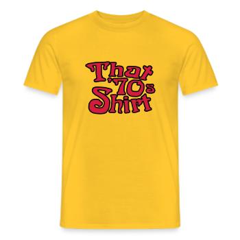 Ce T-shirt 70, les années 70 Rugissants - T-shirt homme - jaune - Devant - AI Model Male 178 dark (178cm)