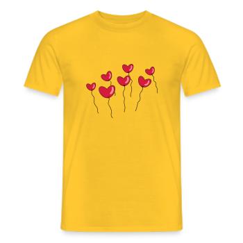 Ballons en forme de cœur - T-shirt homme - jaune - Devant - AI Model Male 178 dark (178cm)