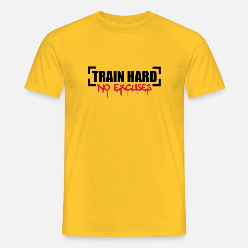 Train Hard No Excuses - Männer T-Shirt - Gelb