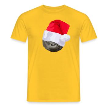 Gorilla with Santa hat, Christmas present - Men's T-Shirt - yellow - Front - AI Model Male 178 dark (178cm)