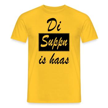 Di Suppn is haas Dialekt Wien Österreich schwarz - Männer T-Shirt - Gelb - Vorne - AI Model Male 178 dark (178cm)