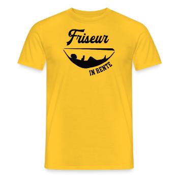 Friseur in Rente Rentenbeginn Frisör Chef Meister - Männer T-Shirt - Gelb - Vorne - AI Model Male 178 dark (178cm)