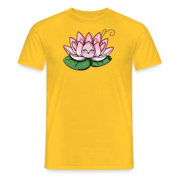 Lotus Kawaii - Men's T-Shirt - yellow - Front - AI Model Male 178 dark (178cm)