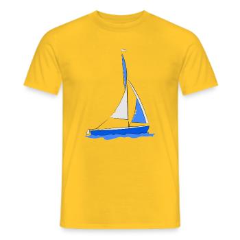 Segelboot im Wasser Blau - Männer T-Shirt - Gelb - Vorne - AI Model Male 178 dark (178cm)