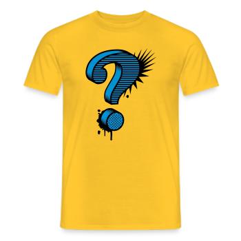 A question mark graffiti - Men's T-Shirt - yellow - Front - AI Model Male 178 dark (178cm)