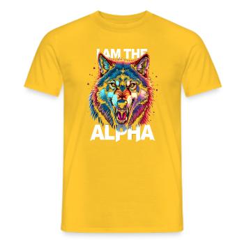 I am the Alpha Wolf - Männer T-Shirt - Gelb - Vorne - AI Model Male 178 dark (178cm)