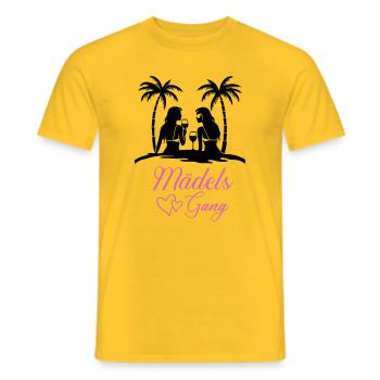 Lettrage de gang de filles avec des cœurs - T-shirt homme - jaune - Devant - AI Model Male 178 dark (178cm)