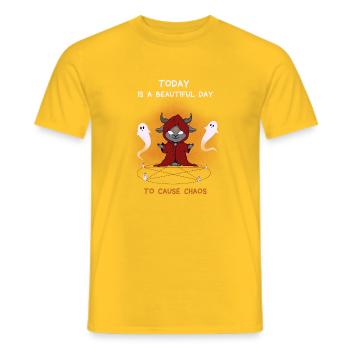 Today is a beautiful day to cause chaos - Men's T-Shirt - yellow - Front - AI Model Male 178 dark (178cm)